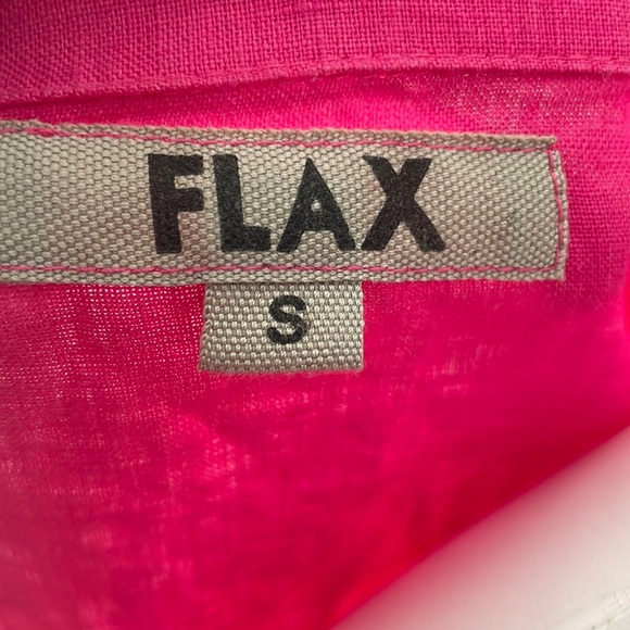 FLAX Pink Linen Lagenlook Button Front Collared Blouse - Picture 6 of 7